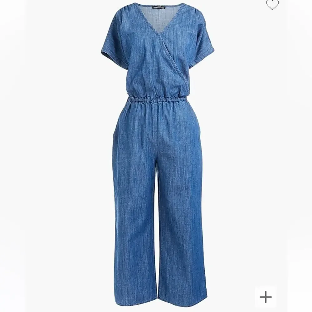 NWT J Crew Mercantile chambray denim surplice jumpsuit